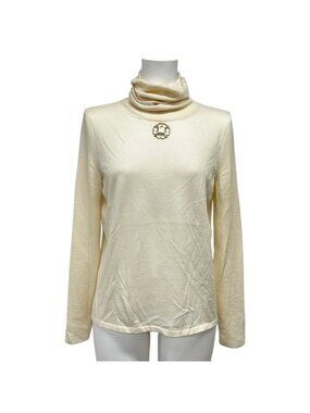 Chanel Long Sleeve Sweater 36 S Ivory Turtleneck Cashmere